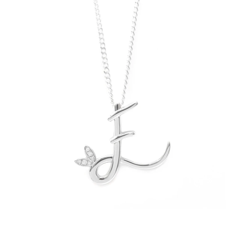 Image of Say It With Winged Diamond Initial Necklace - Sterling Silver - E/18" Size: 18" Silver Unisex 18"