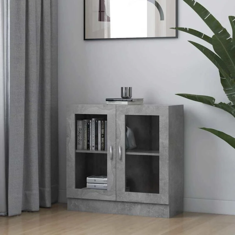 Image of VIDAXL Vitrine Cabinet Concrete Grey 82.5x30.5x80cm Engineered Wood Vidaxl 8720286134276