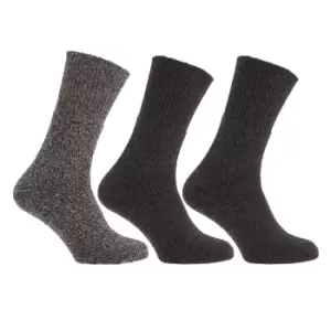 Image of Mens Thermal Non Elastic Wool Blend Socks (2.1 Tog) (Pack Of 3) (UK Shoe 6-11, EUR 39-45) (Shades Of Grey)