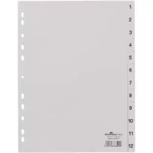 Image of Durable 6512 Index A4 1-12 Plastic Grey 12 dividers embossed tabs 651210