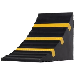 Image of HOMCOM Rubber Set-of-2 Heavy Duty Wheel Chocks Black/Yellow