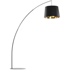 Image of Zumaline Mangri Arc Floor Lamp, Black, Gold, 1x E27