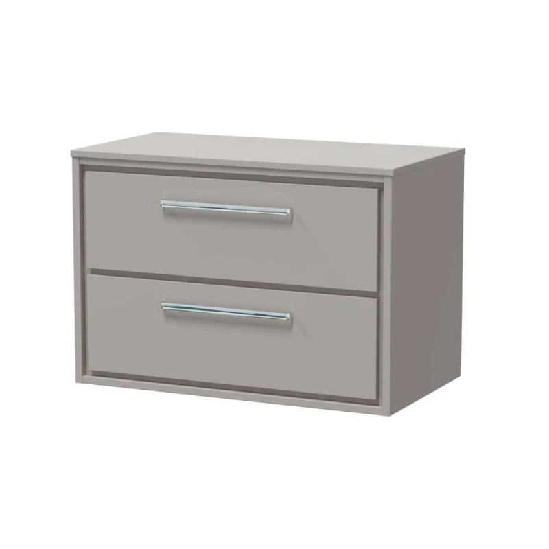 Image of Balterley 800mm Wall Hung 2-Drawer Vanity with Worktop - Pebble Grey Grey Unisex