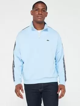 Image of Lacoste Neo Heritage Logo Tape Quarterzip Sweatshirt - Light Blue Size M Men