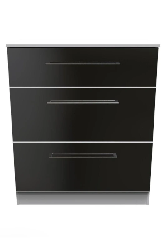Image of Chester 3 Drawer Deep Chest In Black & White (Ready Assembled)