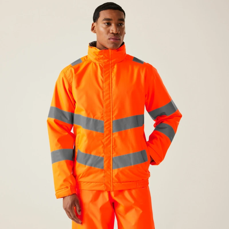Image of Regatta Regatta Men Hi-Vis Pro Contract Dover Jacket in Burnt Orange Size: Medium Burnt Orange M Male 5063019901046