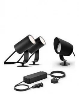 Image of Philips Hue Lily White & Colour Ambiance LED Smart Double Pack & Lily Xl Extension Spotlight & 100W Base Unit