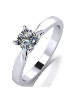 Image of Moissanite Platinum 1/2ct Moissanite Solitaire Ring, Platinum, Size J, Women
