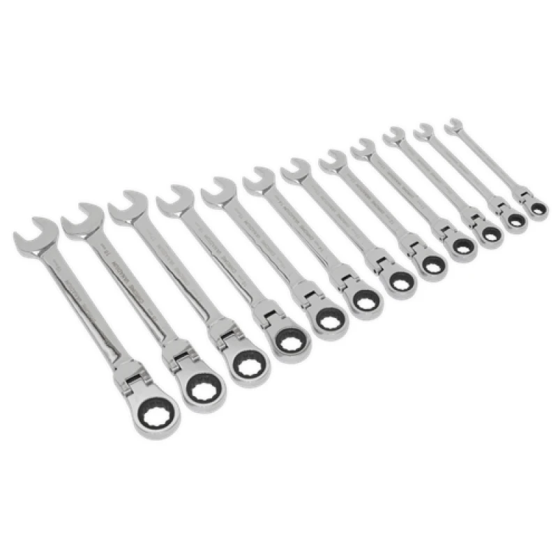 Image of Siegen Flexible Head Ratchet Combination Spanner Set 12pc Metric
