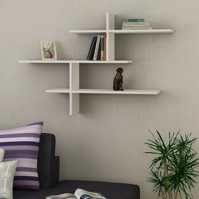Image of DECORTIE Leo Modern Floating Shelf 80.5cm Tall - White - White - Decortie M.KT.01.11262.2