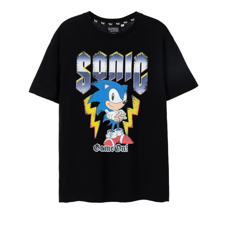 Image of Sonic the Hedgehog Sonic the Hedgehog Men Short Sleeved T-Shirt in Black Size: X-Large Black XL Male 5063203017218