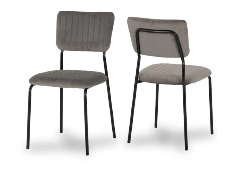 Image of Seconique Sheldon Set of 4 Grey Velvet Dining Chairs