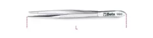 Image of Beta Tools 990 Straight Thin Stainless Steel Spring Tweezers 130mm 009900001