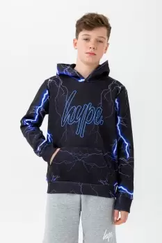 Image of HYPE BOYS BLACK LIGHTNING SCRIPT HOODIE