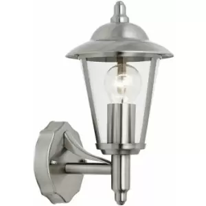 Image of Loops - IP44 Outdoor Wall Lamp Stainless Steel Traditional Lantern Porch Door Uplight