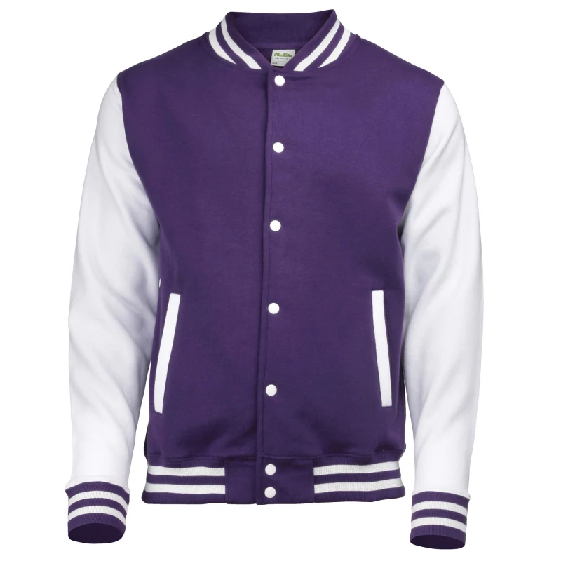 Image of AWDis AWDis Men Varsity Jacket in Purple Size: X-Small Purple XS Male 5055747780468