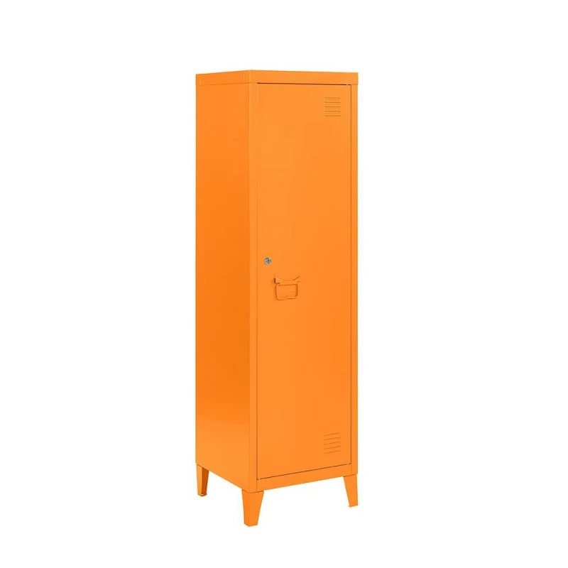 Image of Moderna Orange Metal Locker Cabinet, 2 Shelves, 1 Door for Home or Office Orange Unisex