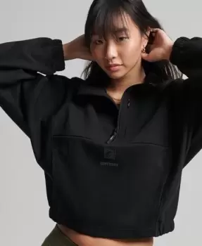 Image of Superdry Womens Tech Batwing Half Zip Sweatshirt Black - Size: 14