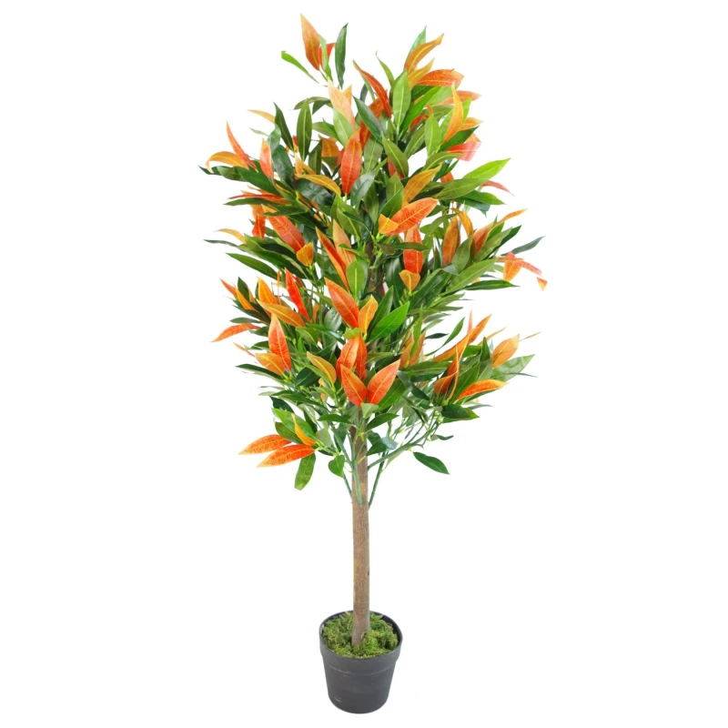 Image of Leaf Design 130cm Artificial Red & Green Ficus Tree