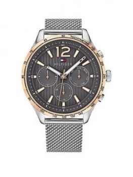 Image of Tommy Hilfiger TOMMY HILFIGER GREY MULTI EYE DIAL, MESH STAINLESS STEEL BRACELET MENS WATCH, One Colour, Men
