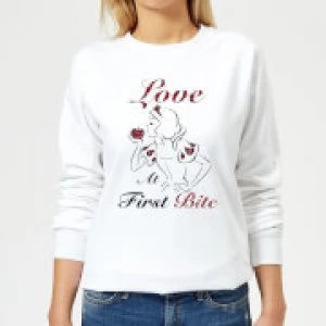 Image of Disney Princess Snow White Love At First Bite Womens Sweatshirt - White - L