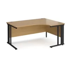 Image of Office Desk Right Hand Corner Desk 1600mm Oak Top With Black Frame 1200mm Depth Maestro 25 MCM16ERKO