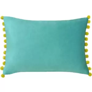 Image of Fiesta Velvet Cushion Teal/Bamboo