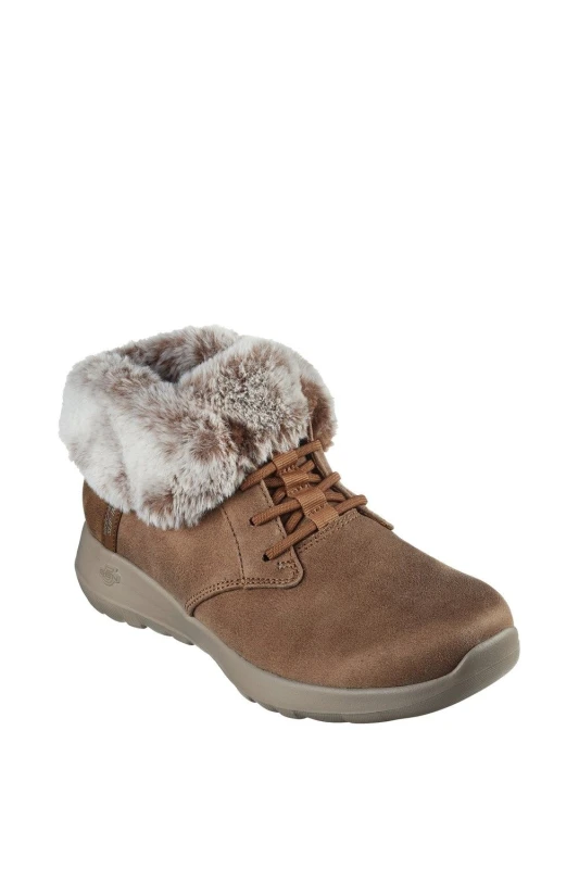 Image of Skechers Womens On-the-GO Joy Cozy Charm Boot in Brown Size: 4 Brown Female 4