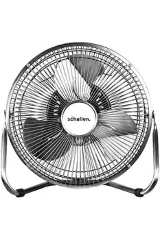 Image of Schallen 9" Metal High Velocity Cold Air Circulator Adjustable Floor Fan with 3 Speed Settings - Chrome / Silver