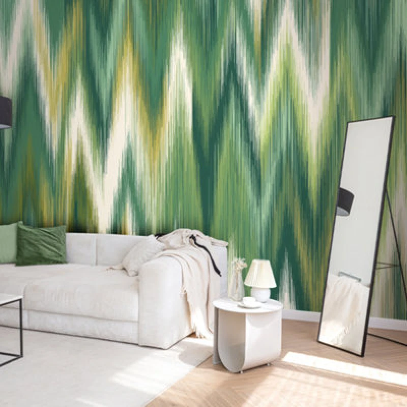 Image of Origin Murals Ikat Zig Zag - Forest Green Matt Smooth Paste The Wall Mural 300Cm Wide X 240Cm High