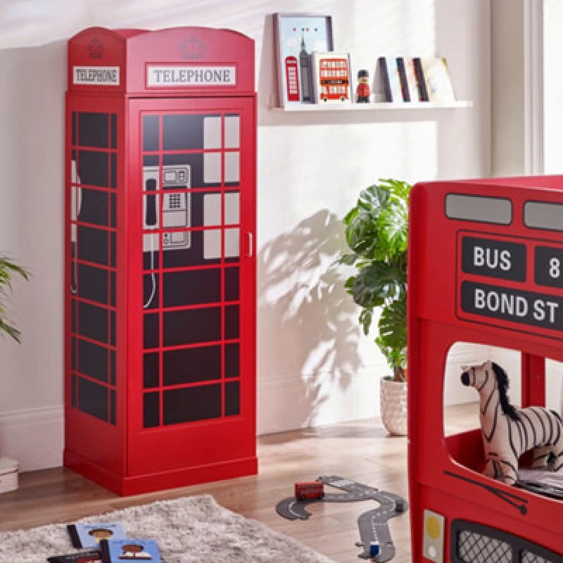 Image of SO'HOME Telephone Box Wardrobe Red ONE SIZE