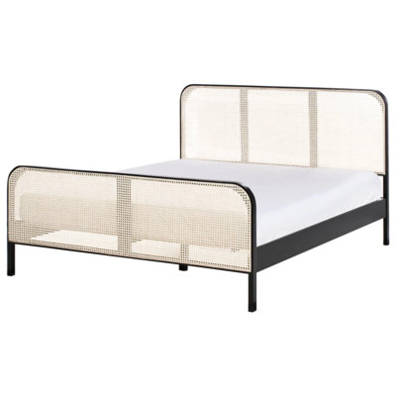 Image of Beliani Bed Pine Wood Gonfaron 160 X 200 Cm (Eu King Size) Black