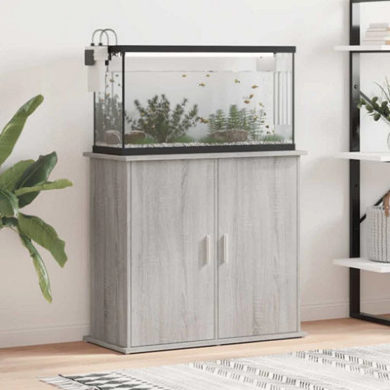 Image of VIDAXL Vidaxl - Aquarium Stand Grey Sonoma 81x36x73cm Engineered Wood 8720845418311