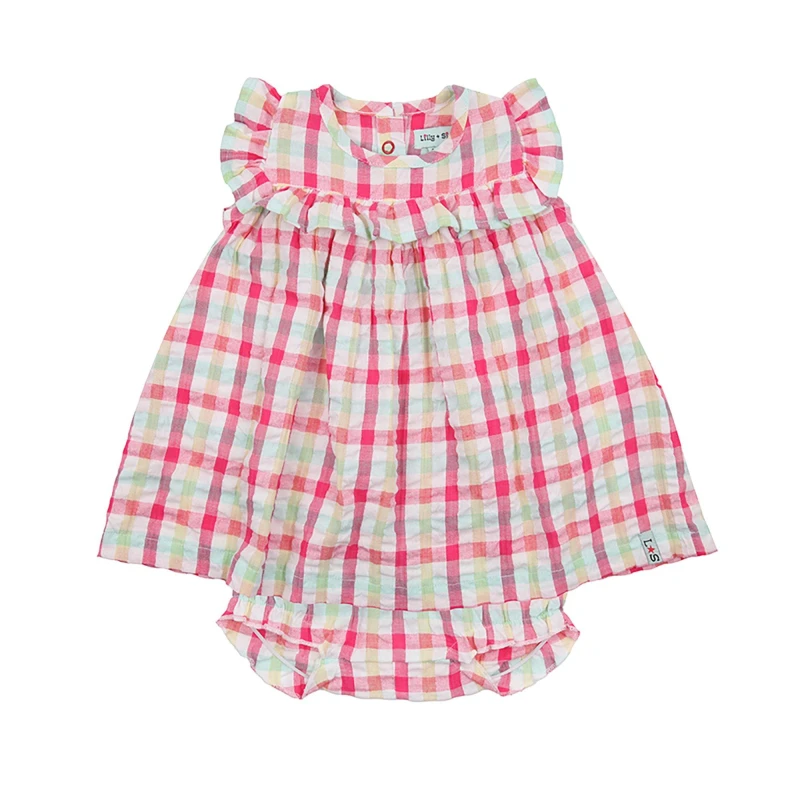 Image of Lilly + Sid Picnic Check Dress & Pant Set Multi