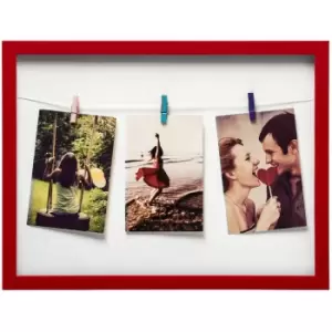 Image of Washing Line 3 Peg Deep Red Photo Frame - Premier Housewares