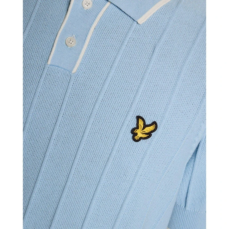 Image of Lyle and Scott Lyle Knit Pique Polo Sn63 Short Sleeve Polos S Blue 54049518350