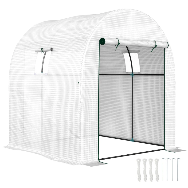 Image of Outsunny 1.8 x 1.8 x 2m Polytunnel Greenhouse with Doors and Mesh Windows TJ Hughes 5063603025394