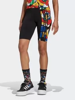 Image of adidas Originals Rich Mnisi Short Tights, Black/Multi, Size 6, Women