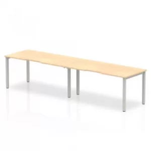 Image of Single Silver Frame Bench Desk 1600 Maple (2 Pod)