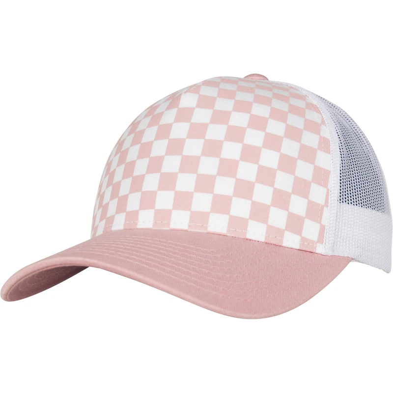 Image of Flexfit by Yupoong Mens Checkerboard Retro Trucker Cap in Medium Beige Medium Beige Male One Size