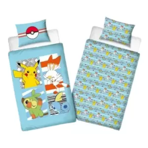 Image of Pokemon Jump Duvet Cover Set (Single) (Blue/Yellow/White) - Blue/Yellow/White