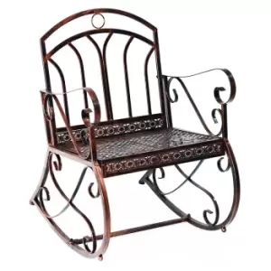 Image of Outsunny Metal Single Chair 1 Seater Garden Outdoor Rocking Chair Vintage Style Bronze