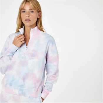 Image of Jack Wills Honeylane Half Zip Sweatshirt - Multi Tie Dye