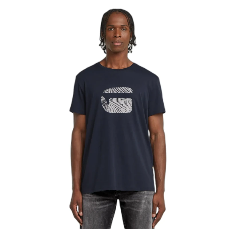 Image of G-Star T-Shirt G-Star Finger Print Burger Bleu Unisex S