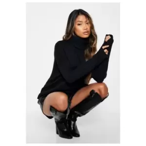 Image of I Saw It First Recycled Roll Neck Oversized Jumper - Black