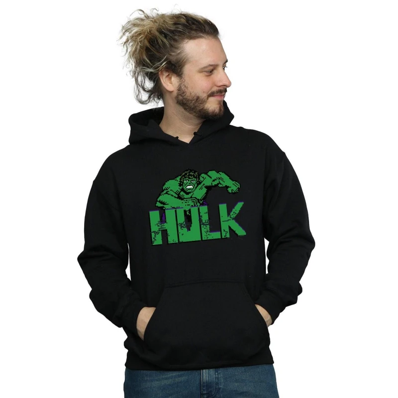 Image of Marvel Marvel Men Hulk Pixelated Hoodie in Black Size: Small Black S Male 5059276721848
