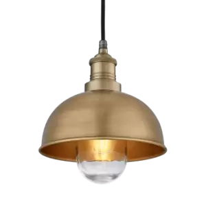 Image of Industville Brooklyn Outdoor & Bathroom Dome Pendant - 8" - Brass / Brass