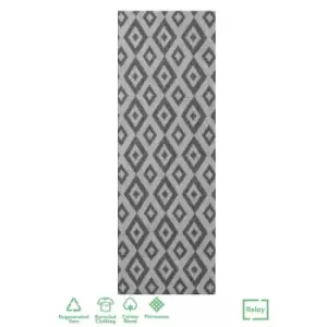 Image of Relay Recycled Cotton Diamond Rug Grey 060X180Cm