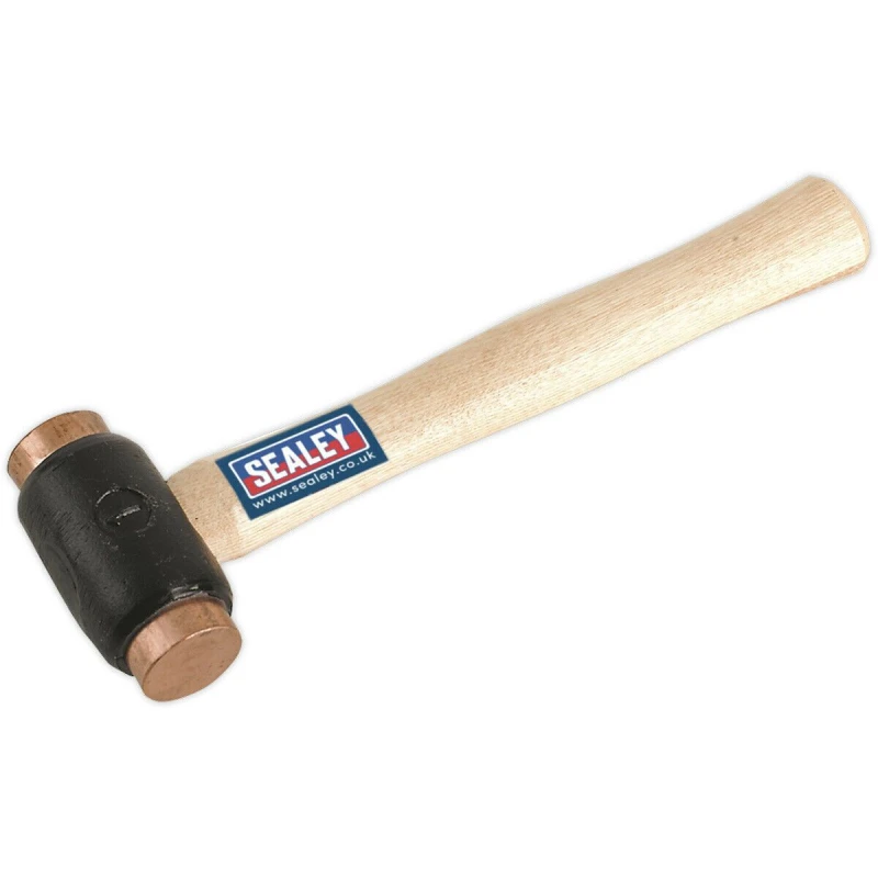 Image of Loops 1.75lb Copper Faced Hammer - Hickory Wooden Shaft - Extra Heavy Construction Copper