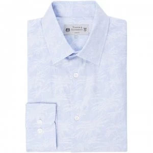 Image of Turner and Sanderson Gibson Tailored Fit Palm Jacquard Shirt - Blue